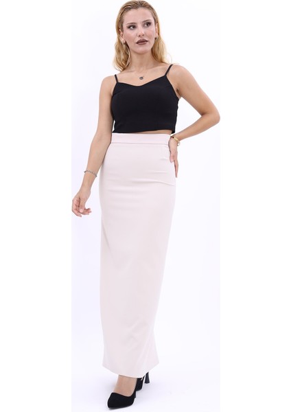 Uzun Düz Dar Etek-Bej fiyatları