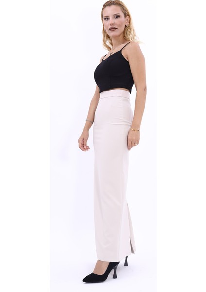 Uzun Düz Dar Etek-Bej modelleri