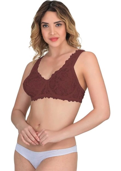 Miraxx Bordo Mı Emay 178 B Balenli Dantelli Sütyen