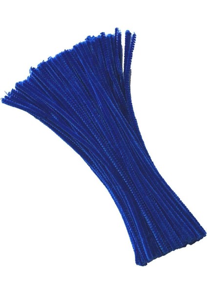 25 Adet Koyu Mavi Renkli Şönil, Eğitici Şönil Seti, Tüylü Tel, 30 Cm, Peluş Tel