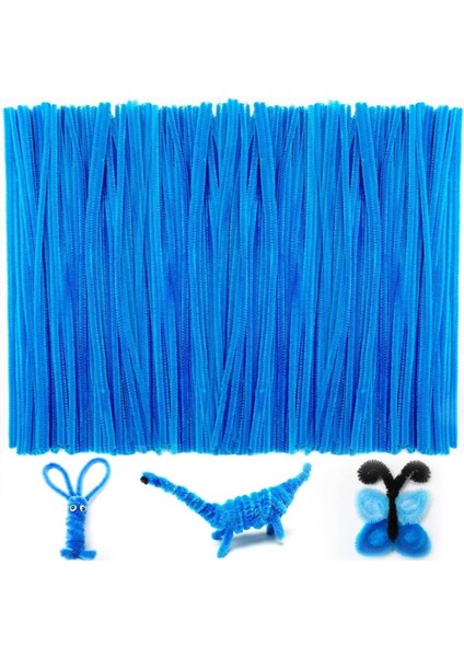 25 Adet Koyu Mavi Renkli Şönil, Eğitici Şönil Seti, Tüylü Tel, 30 Cm, Peluş Tel fiyatları