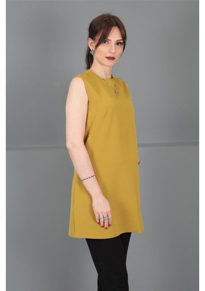 Sıfır Yaka Kolsuz Bluz-Fıstık fiyatları