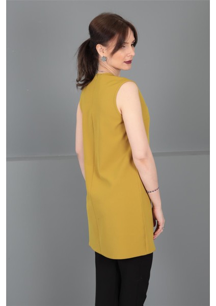 Sıfır Yaka Kolsuz Bluz-Fıstık modelleri