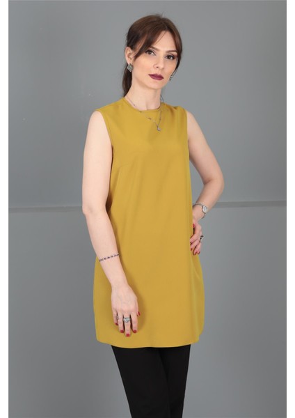 Sıfır Yaka Kolsuz Bluz-Fıstık fırsatları