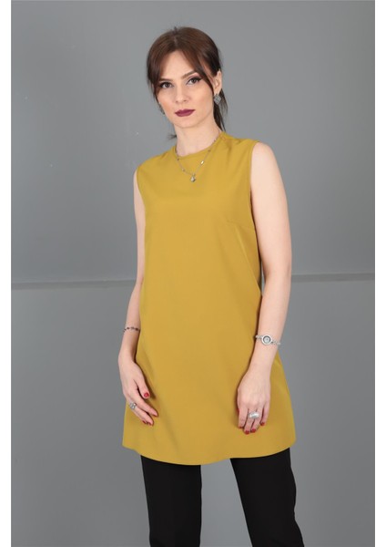 Sıfır Yaka Kolsuz Bluz-Fıstık indirimleri