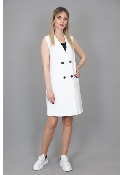 Yelek Elbise-Beyaz
