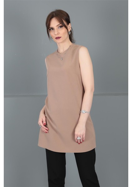 Sıfır Yaka Kolsuz Bluz-Taş modelleri