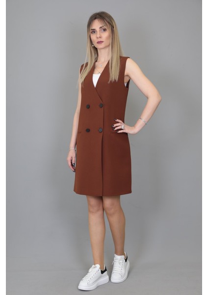 Yelek Elbise-Kestane