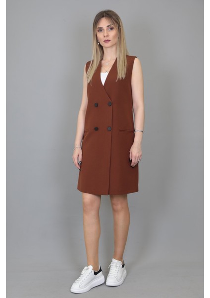 Yelek Elbise-Kestane modelleri