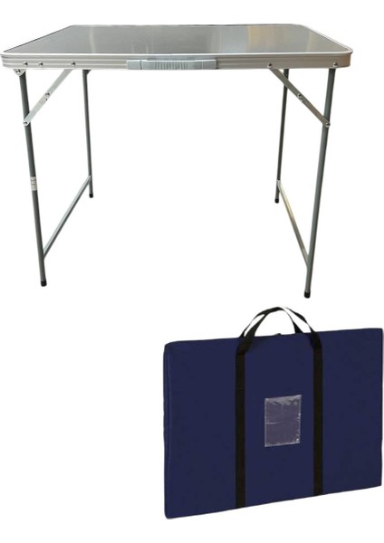Katlanır Kamp Masası Çelik Çerçeve Taşıma Çantalı 80X60X67 cm 2-4 kişilik Kamp Masası