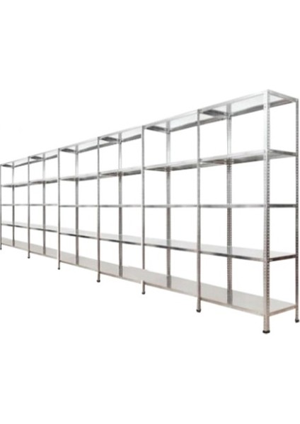 ® Her bölme 150 Kg taşır 5 Katlı 6 Lı Bitişik Çelik Galvaniz Arşiv Depo Rafı 31x75x200