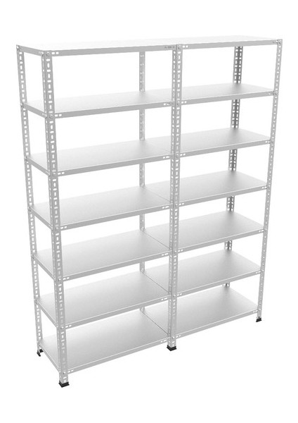 ® Her bölme 100 Kg taşır 7 Katlı 2 Li Bitişik Çelik Galvaniz Arşiv Depo Rafı 31x60x250