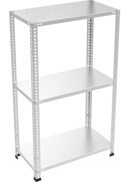 Roburack® Her Bölme 100 kg Taşır 3 Katlı Çelik Galvaniz Arşiv Rafı Depo Rafı Kiler Rafı 31X60X100 DX51 Kalite