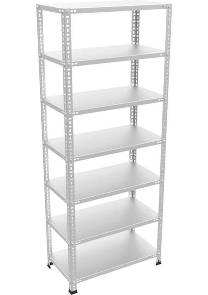 Roburack® Her Bölme 150 kg Taşır 7 Katlı Çelik Galvaniz Arşiv Rafı Depo Rafı Kiler Rafı 31X75X200 DX51 Kalite
