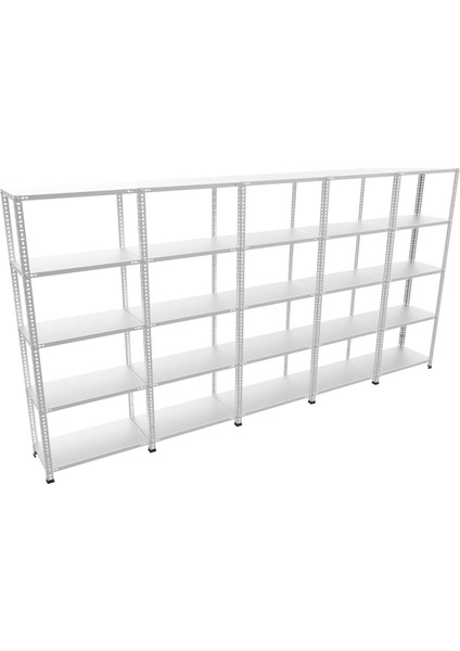 Roburack® Her Bölme 100 kg Taşır 5 Katlı 5 Li Bitişik Çelik Galvaniz Arşiv Rafı Depo Rafı Kiler Rafı 31X60X150 DX51KALITE