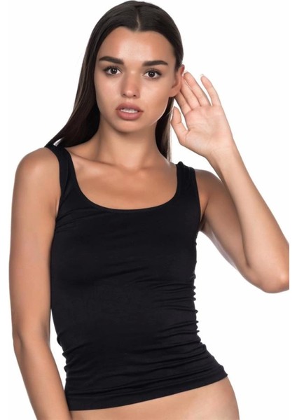 Miraxx Siyah Emay 5002 Soft Kalın Askılı Uzun Atlet modelleri