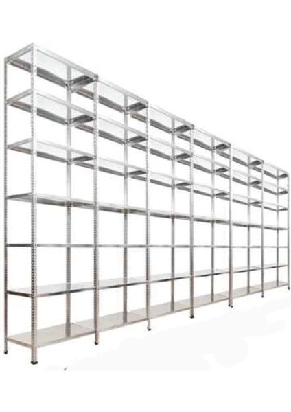 Roburack® Her Bölme 150 kg Taşır 7 Katlı 6 Lı Bitişik Çelik Galvaniz Arşiv Rafı Depo Rafı Kiler Rafı 31X75X250 DX51KALITE
