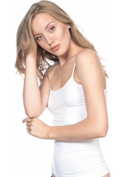 Miraxx Beyaz Emay 5001 Soft Ip Askılı Uzun Atlet