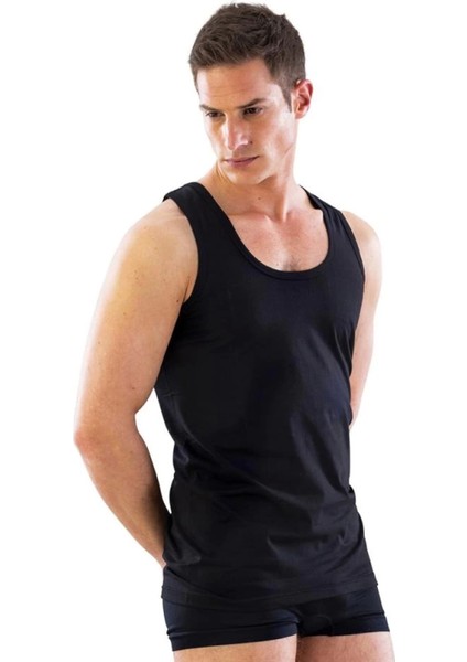 Miraxx Siyah Emay 12210-R U Yaka Askılı Erkek Atlet Renkli