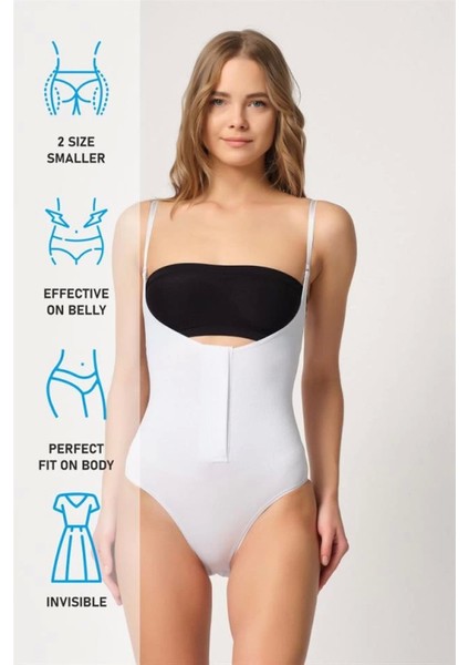 Miraxx Beyaz Emay 2043 Göğsü Açık Agraflı Body Korse indirimleri