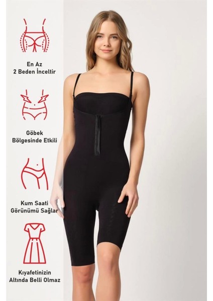 Miraxx Siyah Emay 2093 Ön Agraflı Göğsü Açık Paçalı Boy Korse modelleri