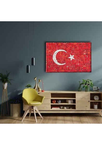 Taş Döşeme Türk Bayrağı Kanvas Tablo