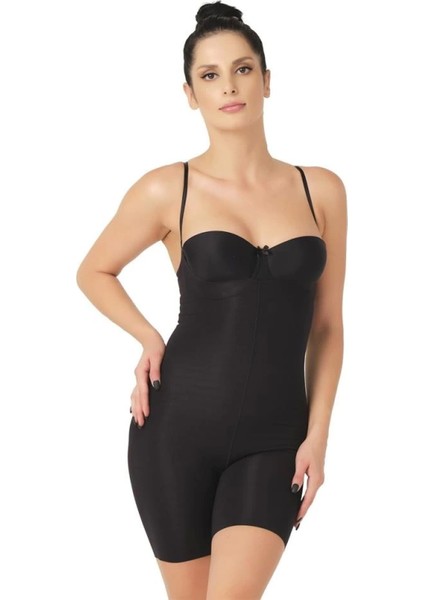 Miraxx Siyah Emay 2758 Lazer Kesim Göğsü Açık Boxer Korse