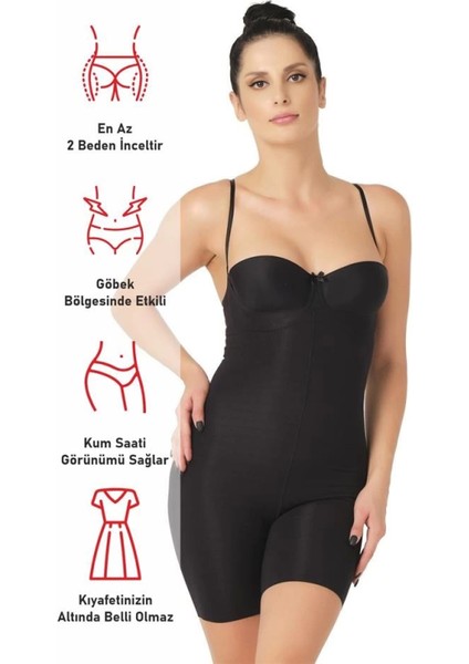 Miraxx Siyah Emay 2758 Lazer Kesim Göğsü Açık Boxer Korse fırsatları