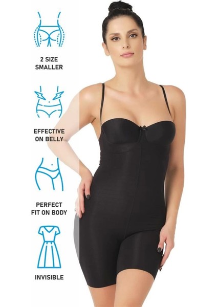 Miraxx Siyah Emay 2758 Lazer Kesim Göğsü Açık Boxer Korse indirimleri