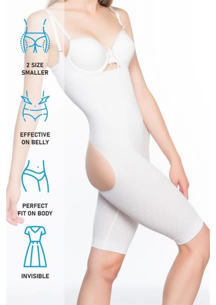 Miraxx Beyaz Emay 2038 Popo ve Göğsü Açık Paçalı Boy Korse indirimleri