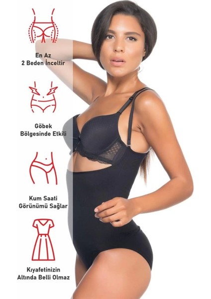 Miraxx Siyah Emay 2073 Ince Göğüsü Açık Desenli Body Korse fırsatları