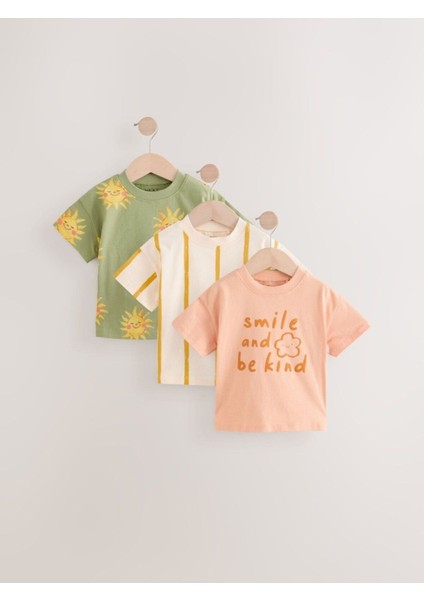Pamuklu Turuncu Baskılı Kısa Kollu Taytlı 3'lü Alt Üst Takım fiyatları