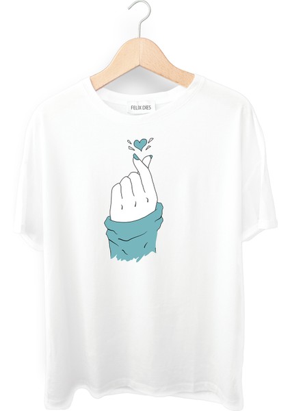 Felix Dies Beyaz Oversize Kalıp El Baskılı Unisex T-Shirt