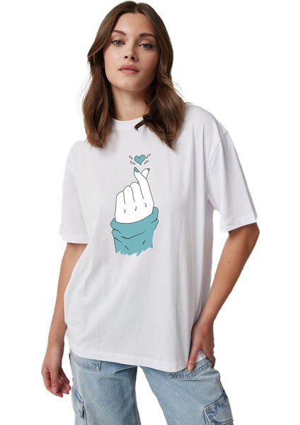 Felix Dies Beyaz Oversize Kalıp El Baskılı Unisex T-Shirt