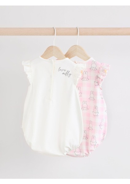 Pamuklu Pembe Tavşan Desenli 2'li Romper Et fiyatları
