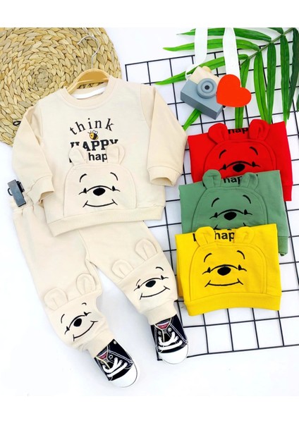 Miraylife 9-12-18-24 Ay Pohh Desenli Uzun Kollu Sweat 2li Kız Erkek Bebek Takımı