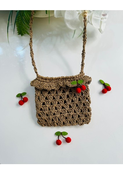 Handmade Fırfırlı Kiraz Detaylı Çocuk Çantası modelleri