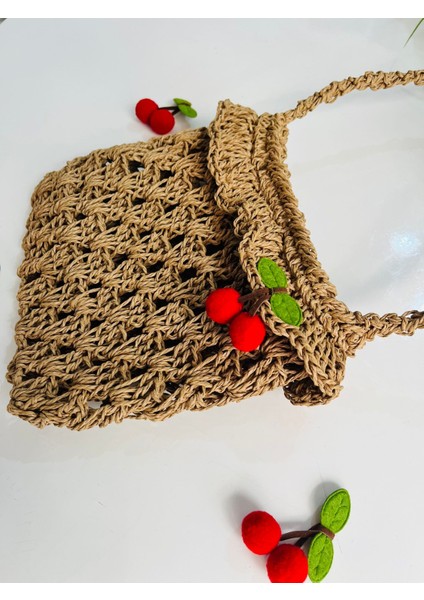 Handmade Fırfırlı Kiraz Detaylı Çocuk Çantası fırsatları