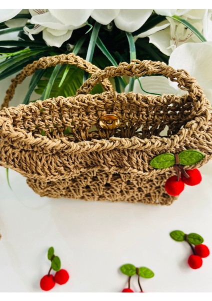 Handmade Fırfırlı Kiraz Detaylı Çocuk Çantası indirimleri