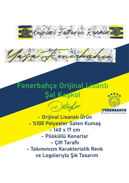Orijinal Lisanslı Kalpleri Fetheden Renkler Fenerbahçe Saten Şal Atkı