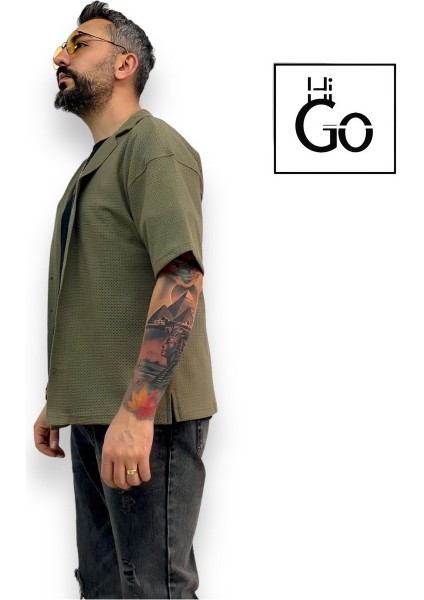 Kısa Kollu Erkek Oversize Gömlek