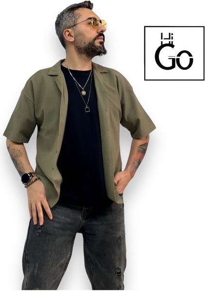 Kısa Kollu Erkek Oversize Gömlek