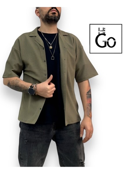 Kısa Kollu Erkek Oversize Gömlek