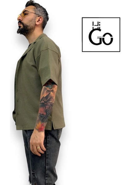 Kısa Kollu Erkek Oversize Gömlek