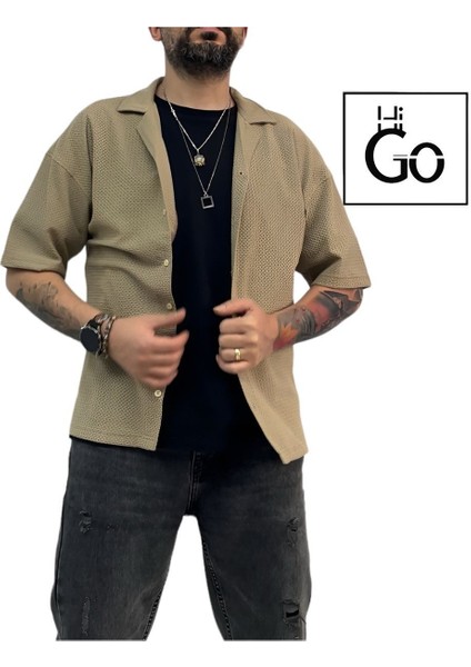 Kısa Kollu Erkek Oversize Gömlek