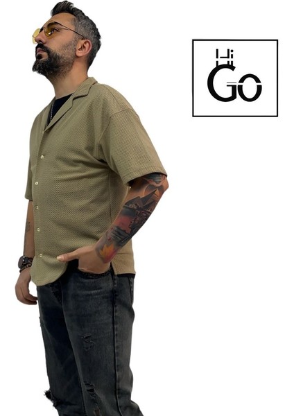 Kısa Kollu Erkek Oversize Gömlek