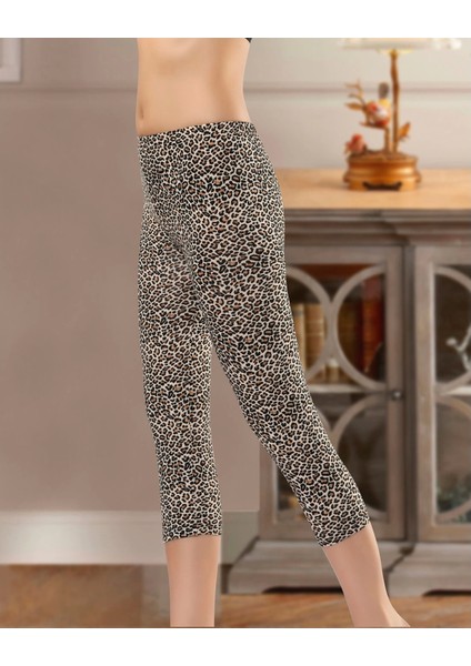 Miraxx Derya Kurşun Leopar Kapri Tayt 475