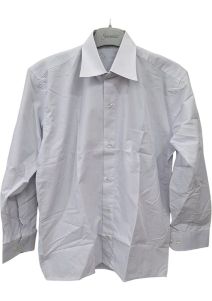 SAMET GRİ UZUN KOLLU S-M BEDEN DÜZ DESENSİZ SLİM FİT KLASİK CEPLİ ERKEK GÖMLEK