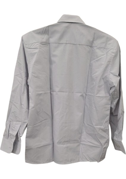 SAMET GRİ UZUN KOLLU S-M BEDEN DÜZ DESENSİZ SLİM FİT KLASİK CEPLİ ERKEK GÖMLEK