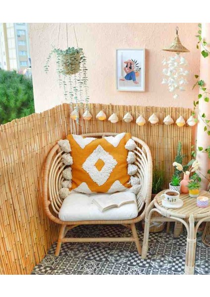 80 cm x 6 Metre Kamış Hasır Balkon Çiti Bambu Çit Bahçe Çiti Dekorasyon